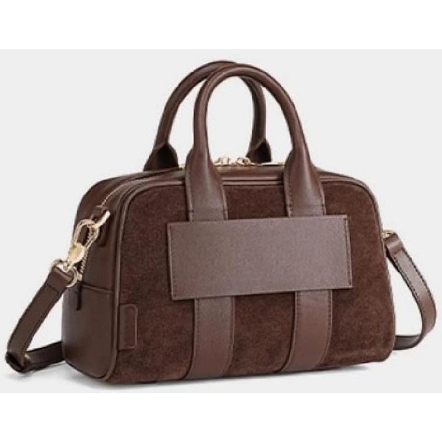 Crossbody Bag in DK Brown Suede, 24.5*11*15 CM