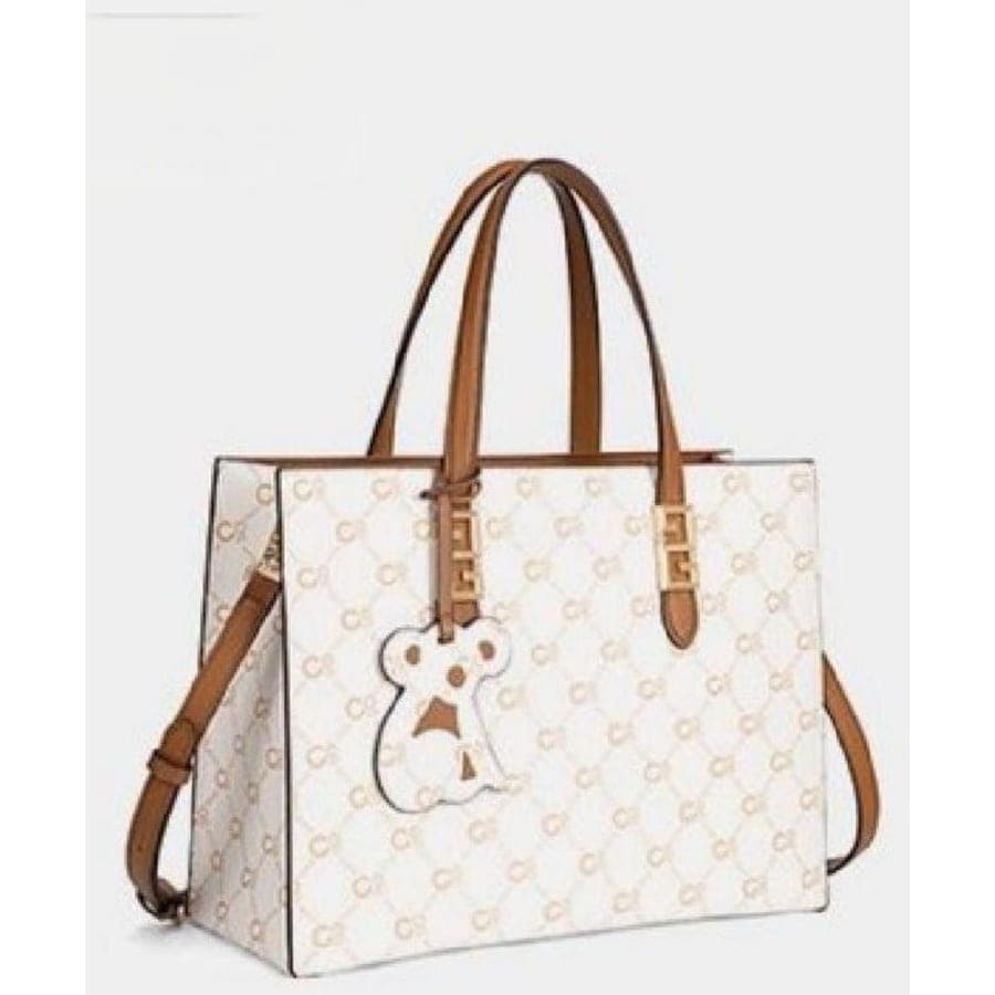Handbag with Koala Charm in Off-White, 31.5*13*24 CM