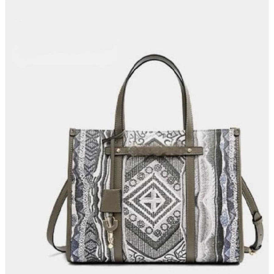 Handle Bag (Big) in White-Grey, 31.5*24*12.5 CM