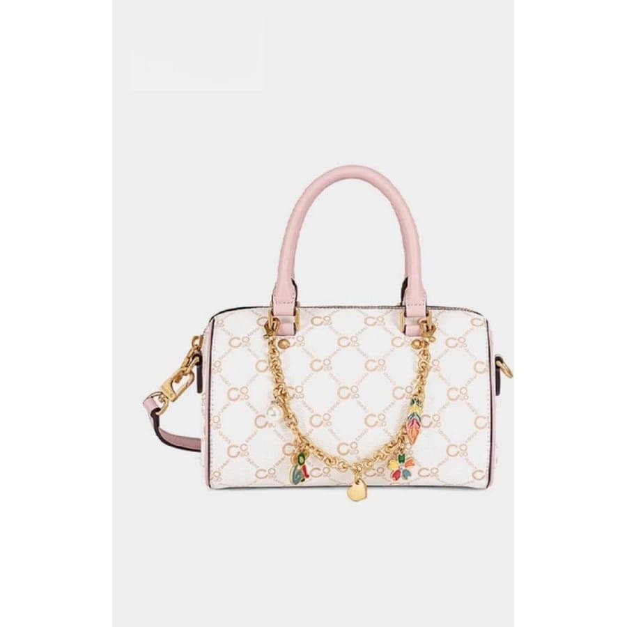 Koala Charm Boston Bag in Off-White, 21*13.5*13 CM