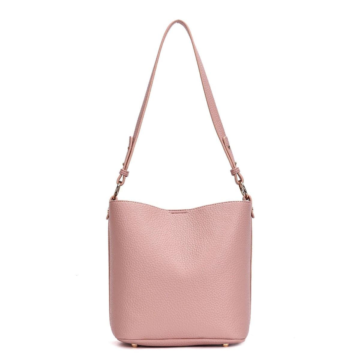 Pink pebbled-leather bucket bag with shoulder strap