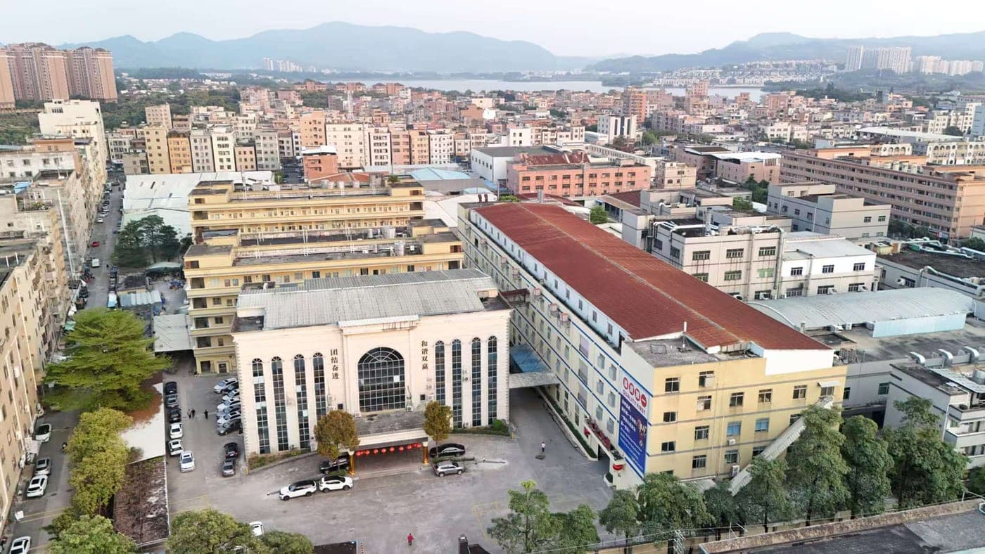 Aerial view of the Maynalucy headquarters campus in Dongguan