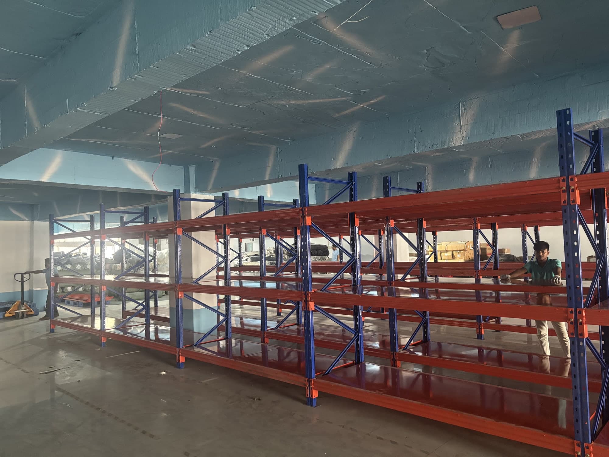 Industrial pallet racking ready for outbound shipments